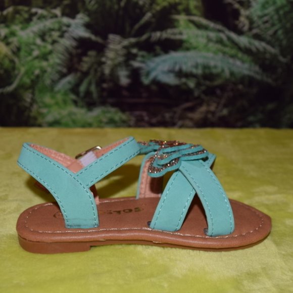 NIB ~ Sweet Turquoise Butterfly Sandal Toddler 3 - Picture 3 of 9